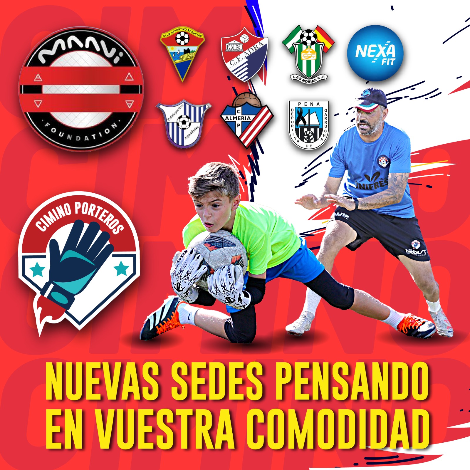 Banner de verano de la escuela de porteros y jugadores de fútbol en Almería